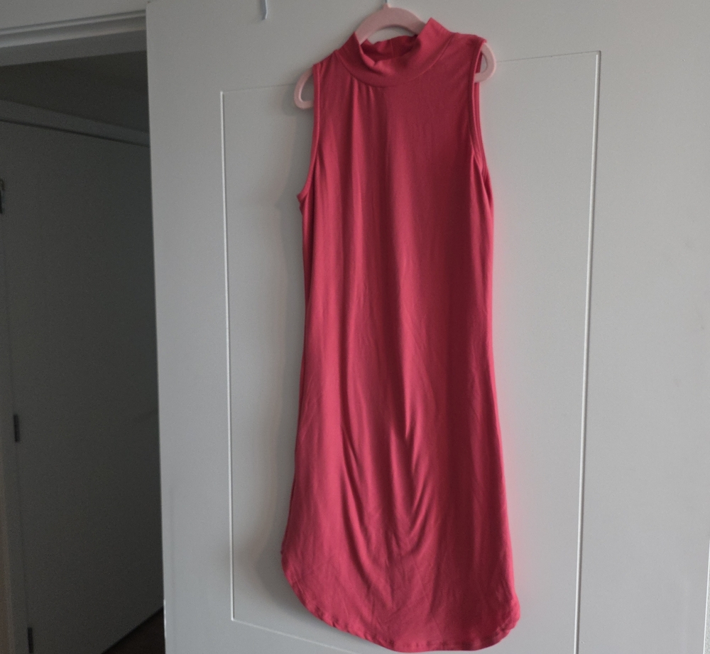 Derek Heart Sleeveless Mock Neck Dress in Coral